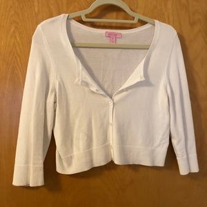 Lilly Pulitzer 3/4 Cropped White Cardigan Size M